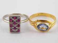 Appraisal: A white metal tests carat gold dress ring together with