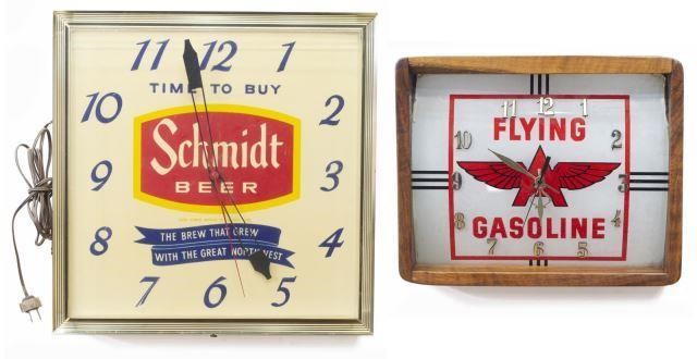 Appraisal: lot of Vintage advertising wall clocks th c including Flying