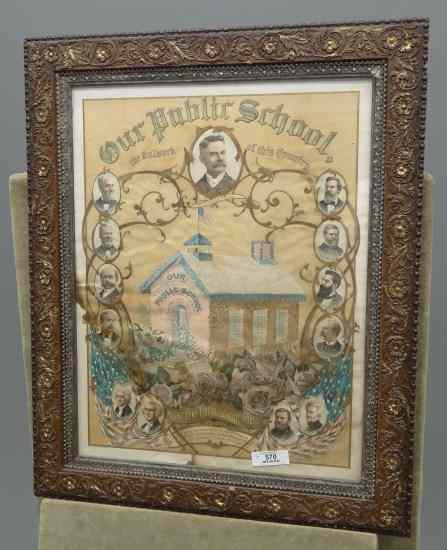 Appraisal: Victorian framed print ''Our Public School '' Sight '' x