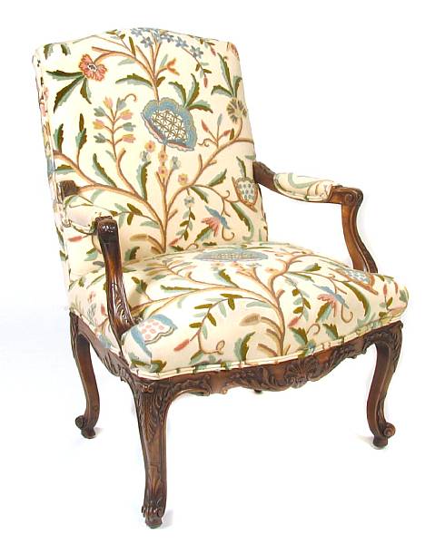 Appraisal: A Louis XV style fauteuil th century breaks to the