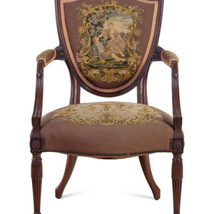 Appraisal: A Louis XVI Style Fauteuil with Needlepoint Upholstery Early th