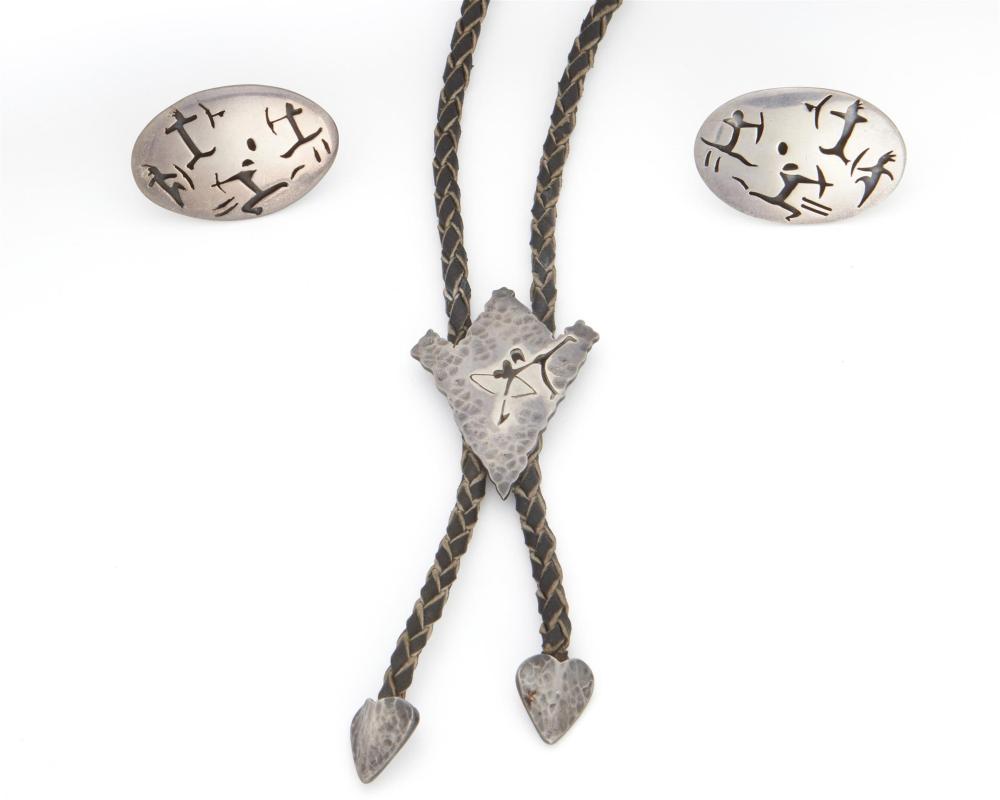 Appraisal: A set of Antonio Pineda silver Lascaux-motif jewelry - Taxco