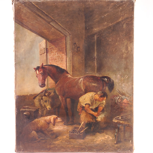 Appraisal: After Edwin H Landseer British th Century Shoeing of the