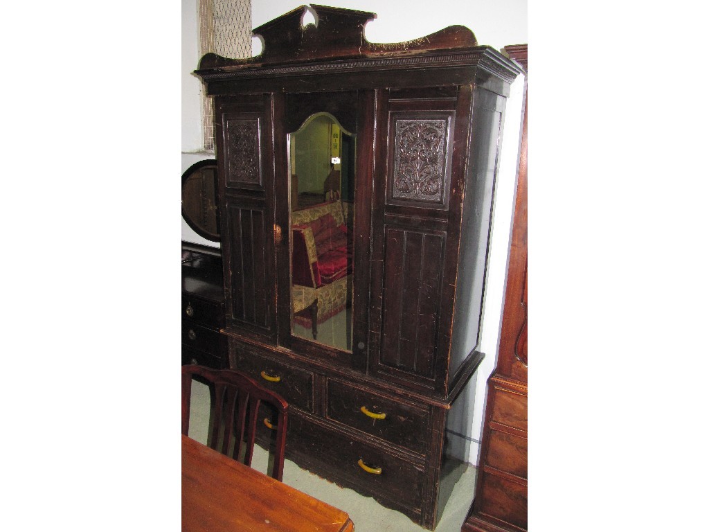 Appraisal: Victorian mirror door wardrobe