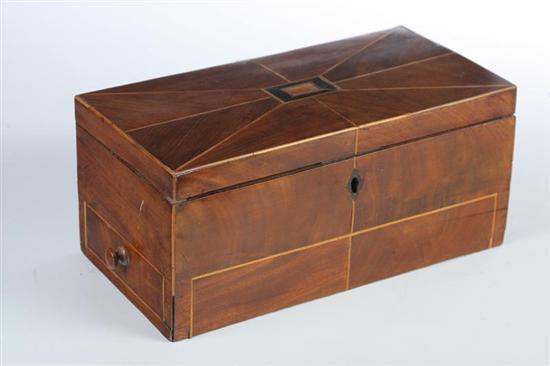 Appraisal: INLAID BOX English late th century mahogany veneer Lockbox with