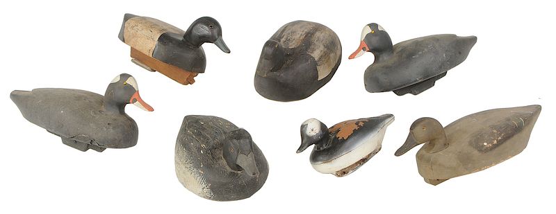 Appraisal: Seven Assorted Duck Decoys American th century three painted plastic