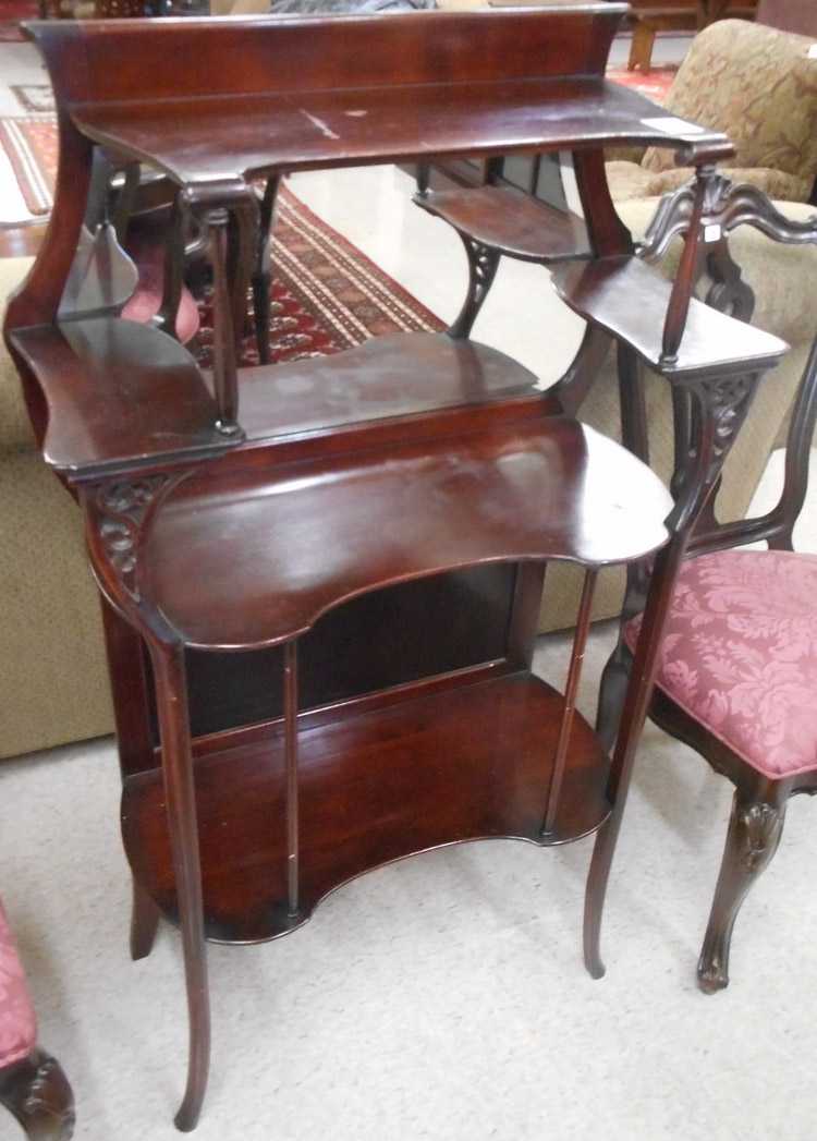 Appraisal: LATE VICTORIAN MAHOGANY ETAGERE American c having four levels of