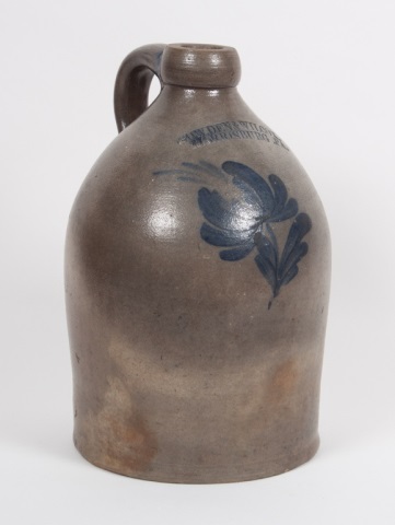 Appraisal: a American salt glazed stoneware jug Second-half th century cobalt