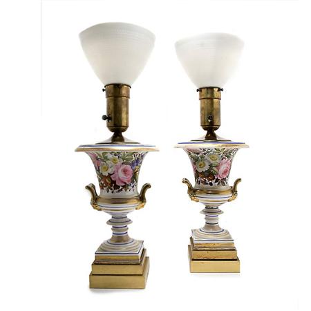 Appraisal: Pair of English Porcelain Urns Estimate -