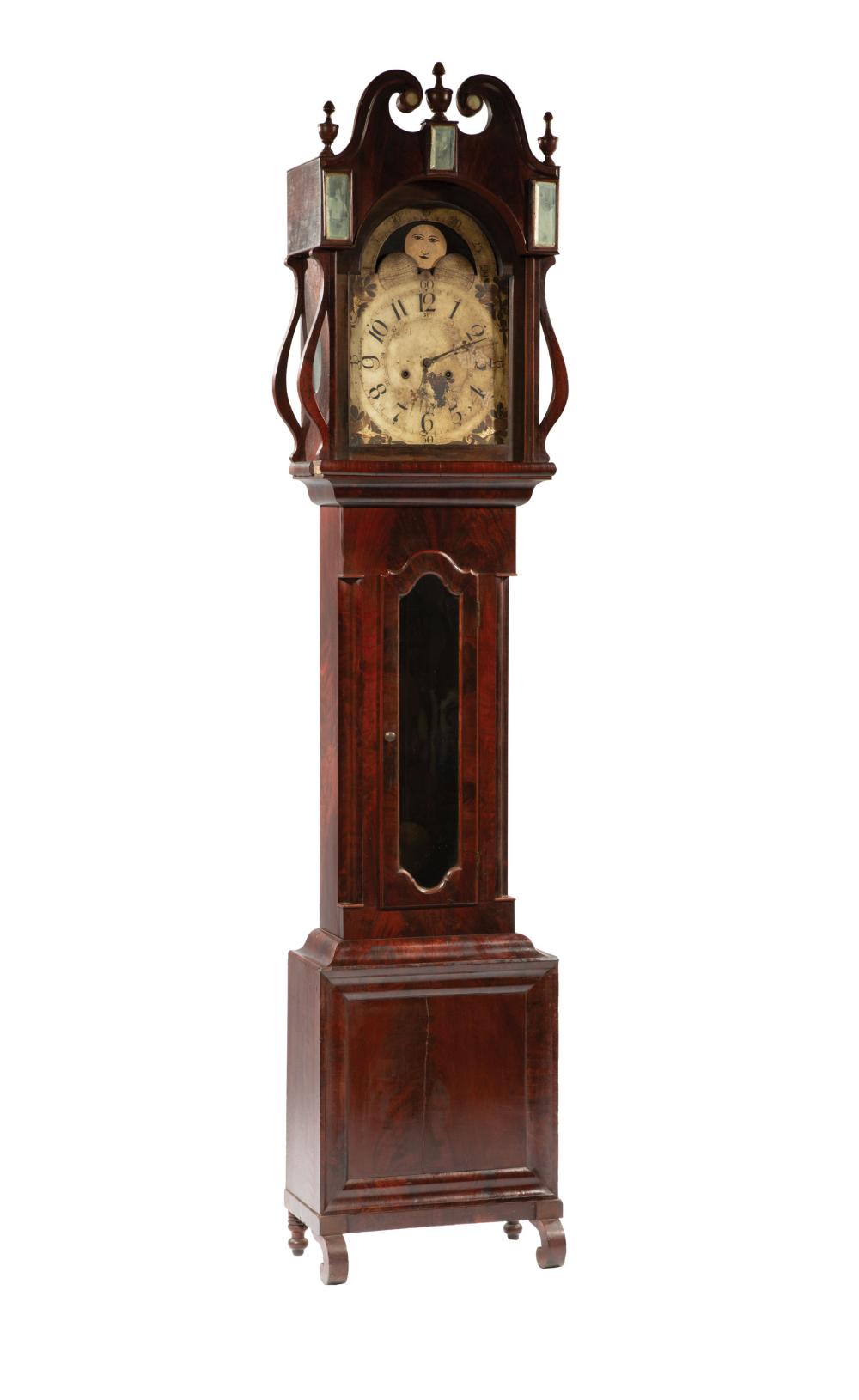 Appraisal: George III Mahogany Tallcase Clock th c bonnet inset with