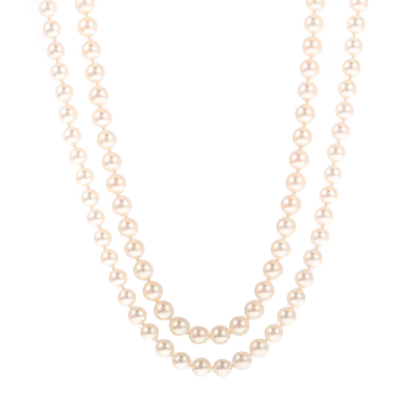 Appraisal: A PAIR OF CULTURED PEARL NECKLACES WITH K CLASPS Cultured