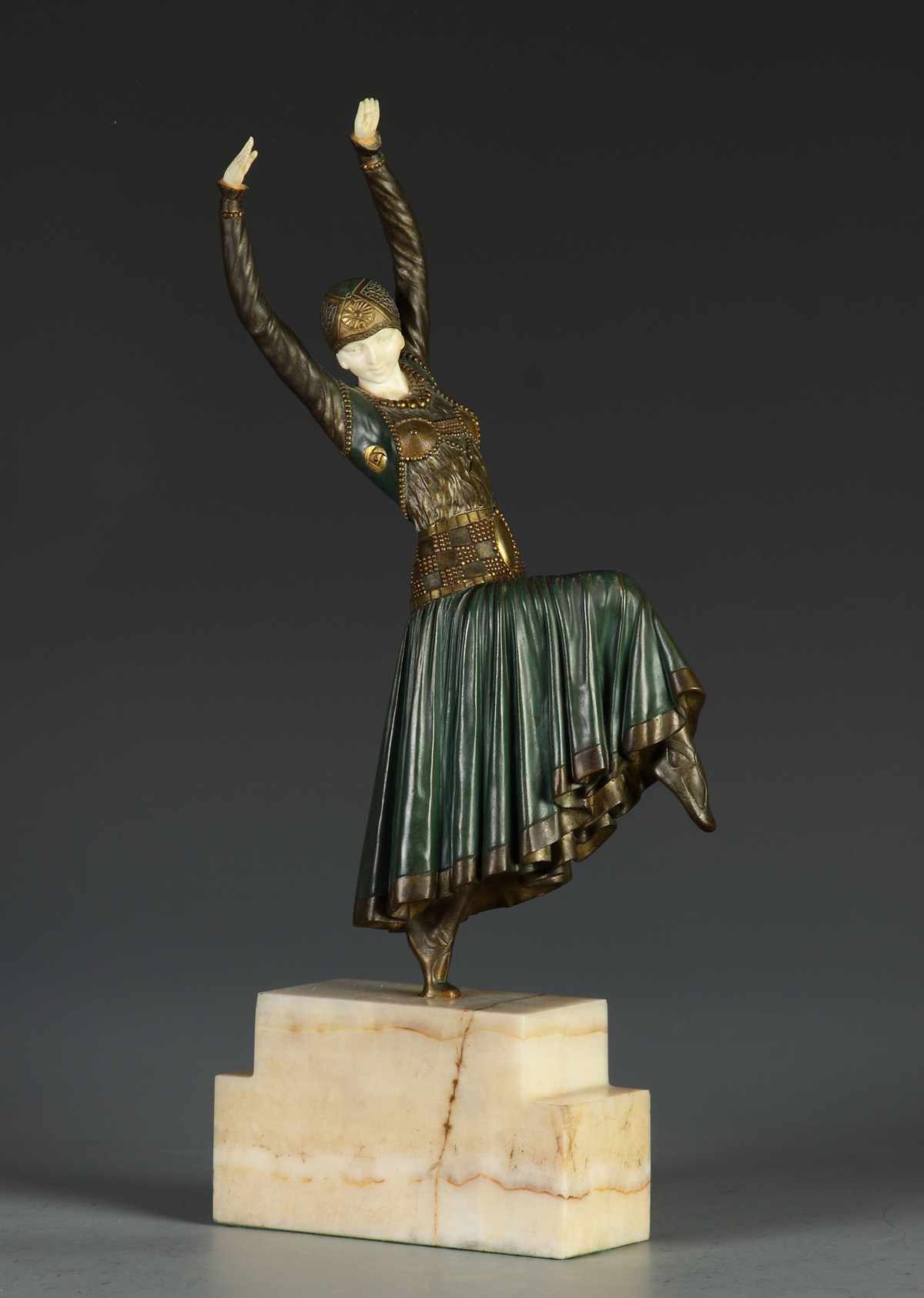 Appraisal: Dimitri Chiparus - Art Deco Dancer Cold patinated bronze onyx