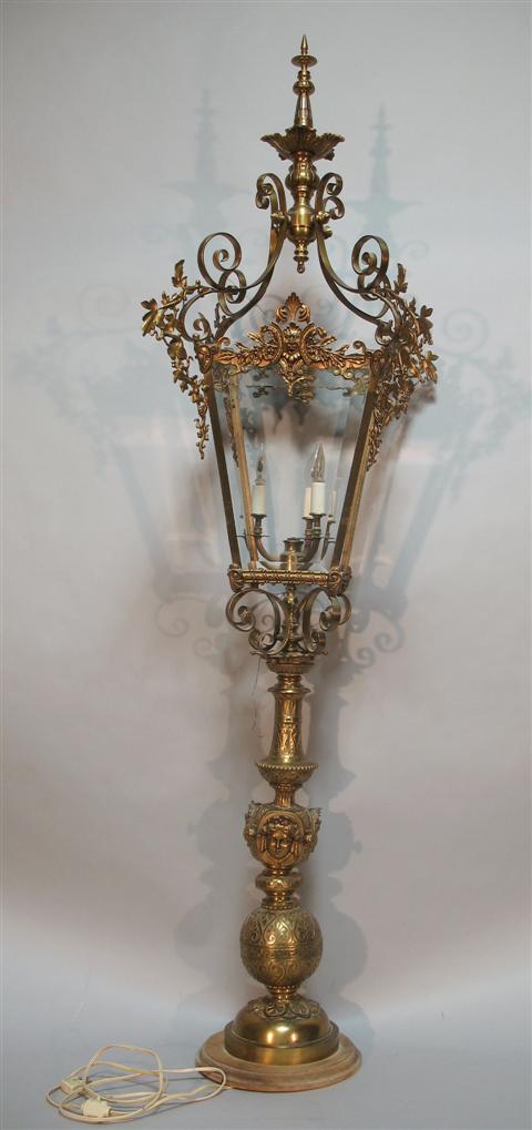 Appraisal: RENAISSANCE STYLE PAINTED METAL FLOOR LAMP th century the gold