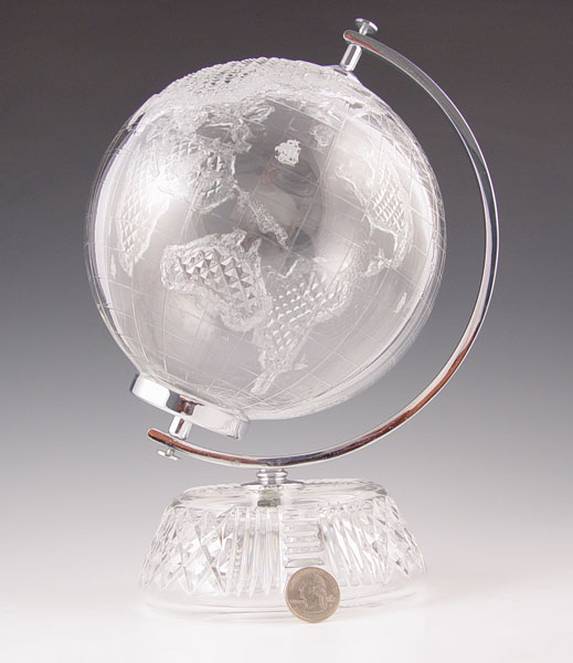 Appraisal: WATERFORD CUT CRYSTAL GLOBE Cut glass designs of all continents