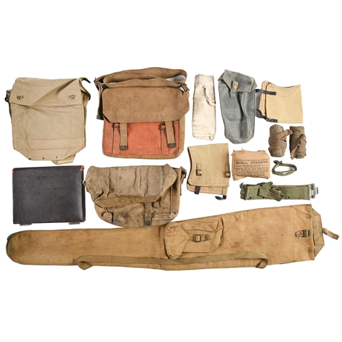 Appraisal: Miscellaneous WWII British Army clothing a WWI canvas satchel and