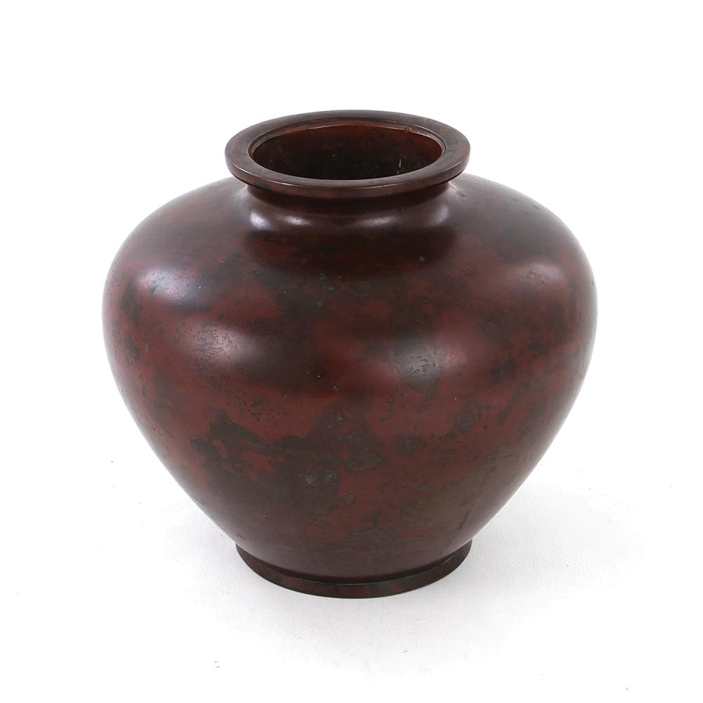 Appraisal: Japanese murashido bronze vase Meiji period fitted with flower frog