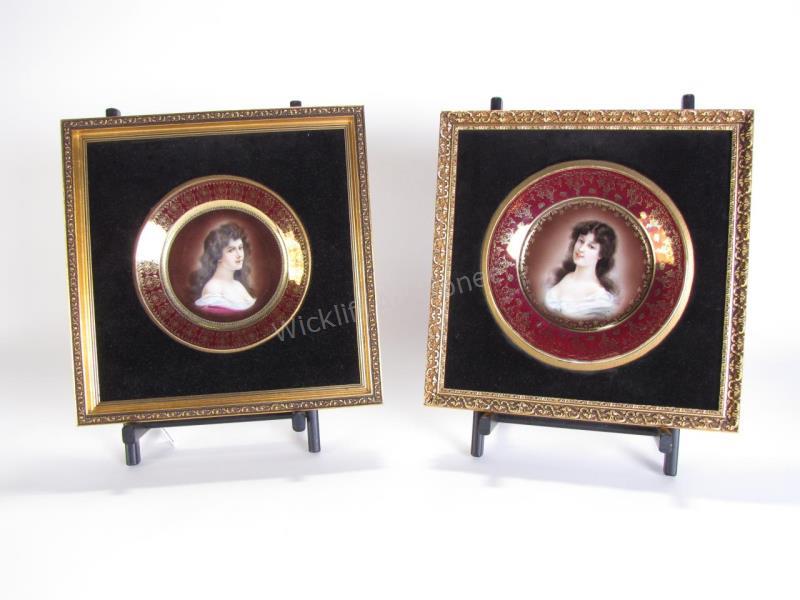 Appraisal: Two Framed Portrait Plates both depicting women in period dress