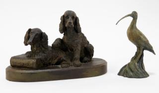 Appraisal: American Contemporary Bronze Dog Heron Figures UNITED STATES TH CENTURY