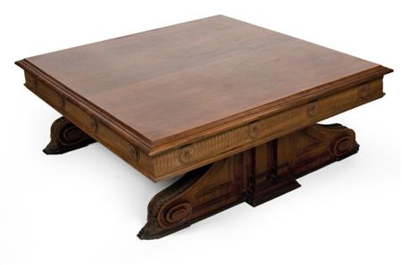 Appraisal: An Empire style mahogany low table the moulded square top