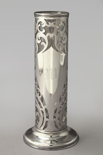 Appraisal: Good Meriden Silverplate-Enframed Glass Footed Vase first quarter th century