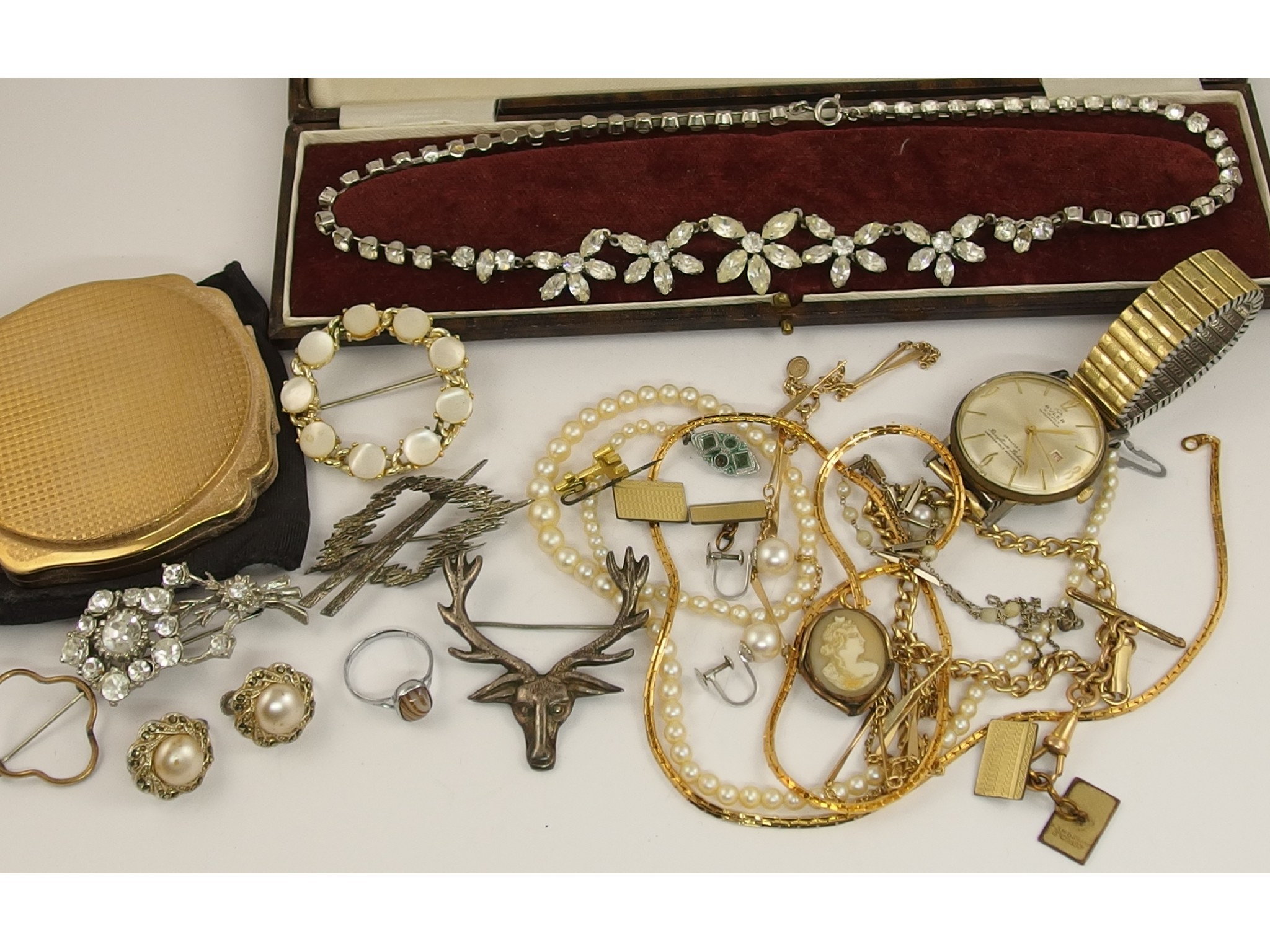 Appraisal: A collection of costume jewellery to include a silver stags