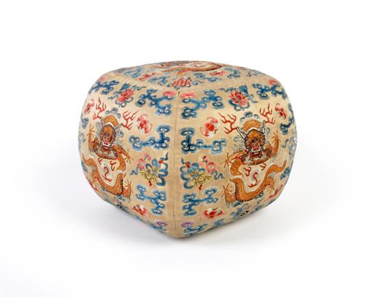 Appraisal: A Chinese Embroidered Elbow Pillow Height inches