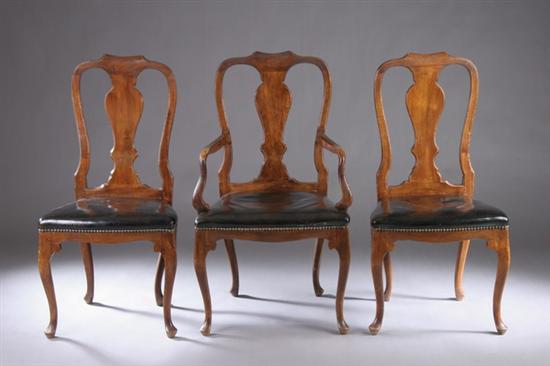 Appraisal: SET EIGHT ITALIAN QUEEN ANNE STYLE WALNUT DINING CHAIRS mid-