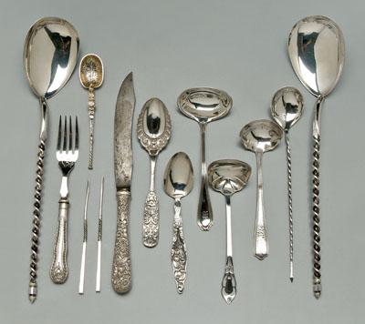 Appraisal: pieces silver flatware sterling ladles olive spoon nut pick spoon