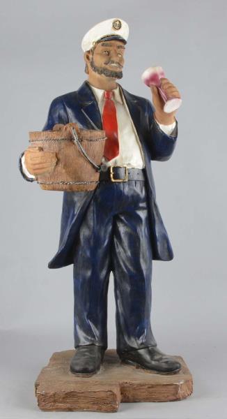 Appraisal: Wine Drinking Ship Captain With Bucket Statue Captain is holding