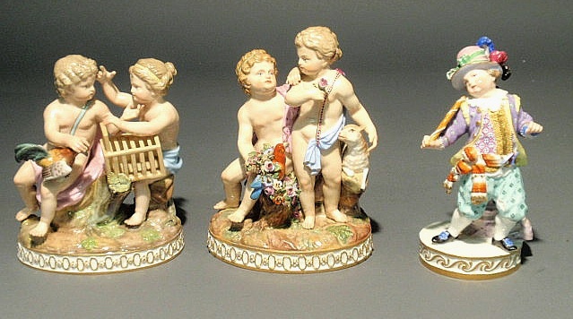 Appraisal: Pair of Meissen figural groups h and a boy with