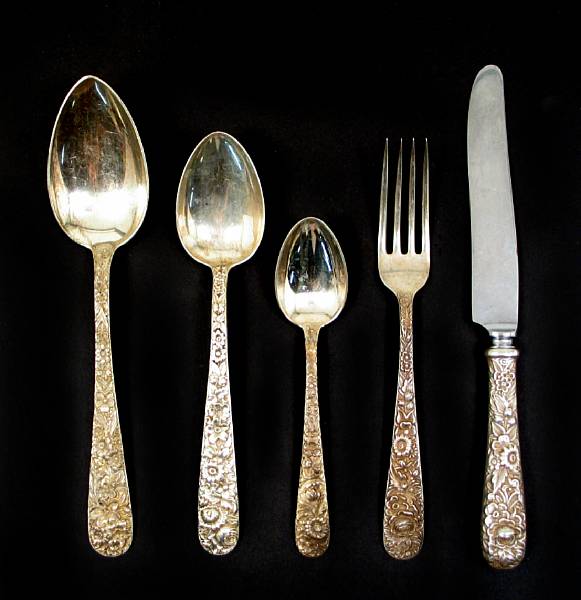 Appraisal: A sterling partial flatware setS Kirk amp Son Baltimore MDRepousse