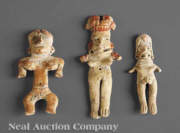 Appraisal: A Group of Three Olmec Pottery Figures c - BC