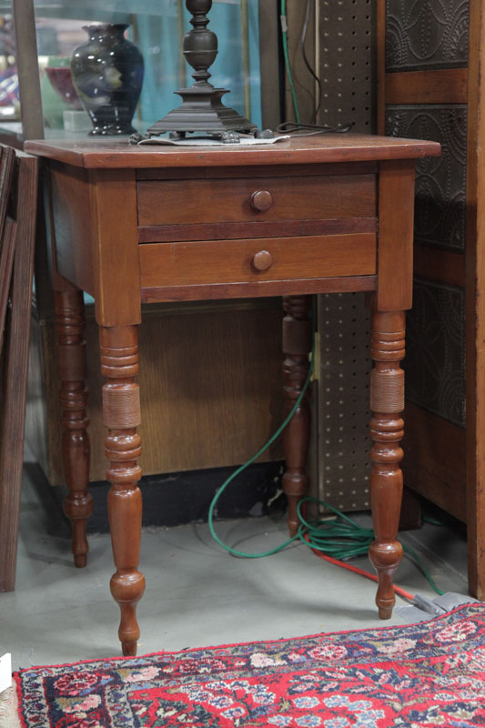 Appraisal: TWO DRAWER STAND Walnut having two dovetailed drawers resting on