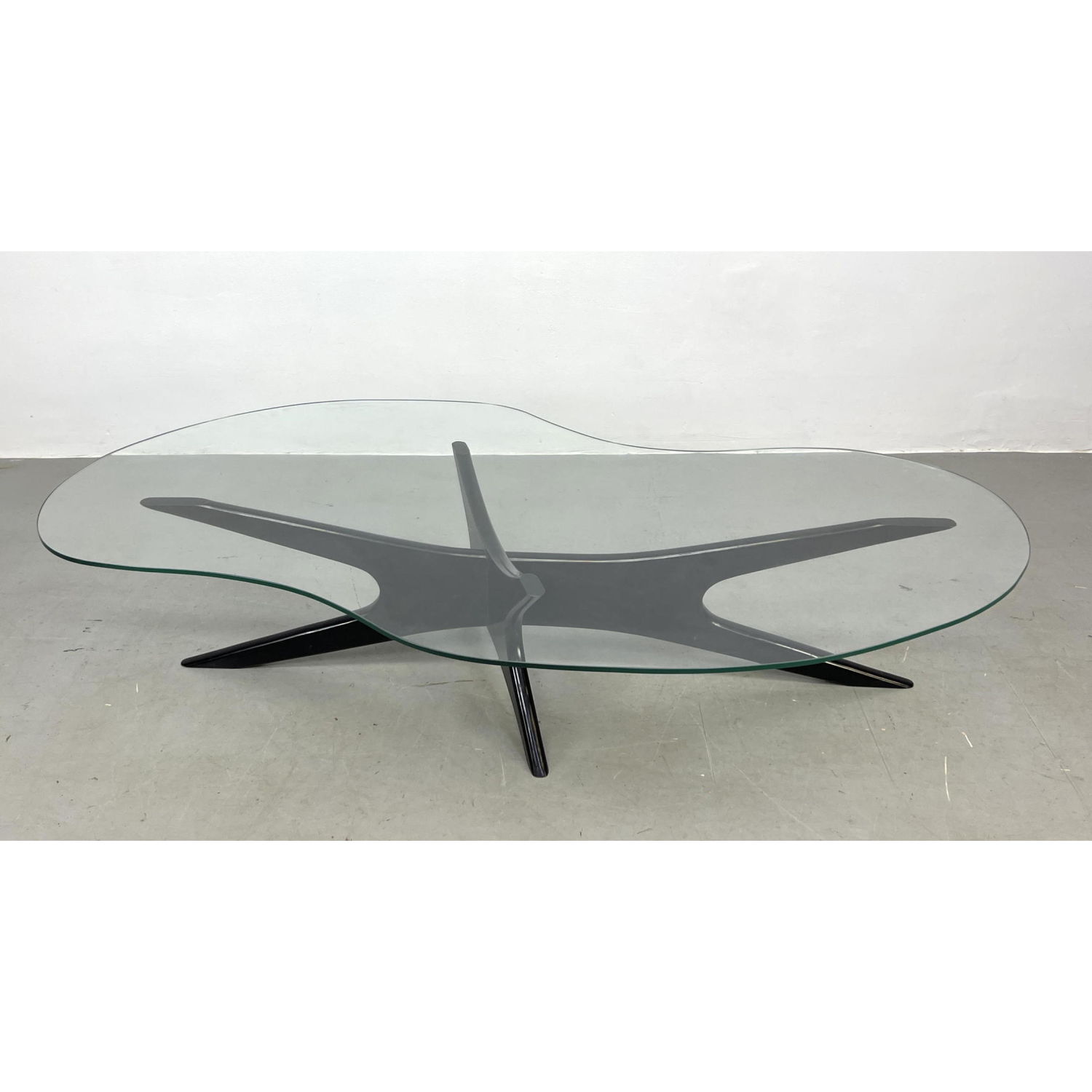 Appraisal: Large Ebonized ADRIAN PEARSALL Style Glass Top Coffee Cocktail Table