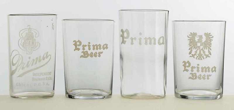 Appraisal: Lot of Prima Acid-Etched Beer Glasses Three with raised lettering