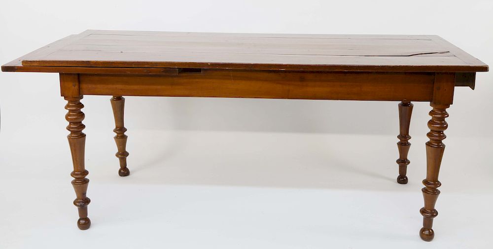 Appraisal: th Century French Fruitwood Petite One-drawer Extension Dining Table th