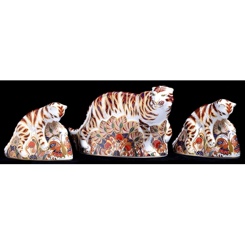 Appraisal: Three Royal Crown Derby paperweights - Bengal Tiger Bengal Tiger