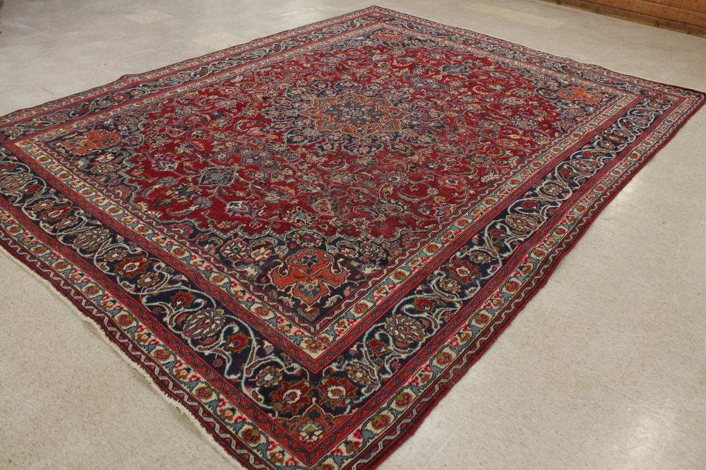 Appraisal: HAND KNOTTED PERSIAN MASHAD CARPET Razavi Khorasan Province northeastern Iran