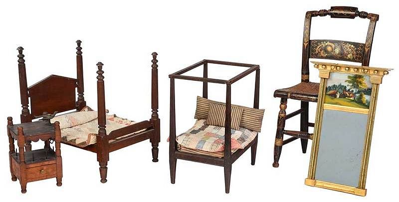 Appraisal: Five Pieces Miniature Federal Style Furniture American th century comprising