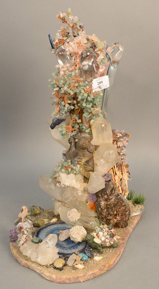 Appraisal: Grotto Rock Crystal Sculpture Vase having amethyst rock crystal semi