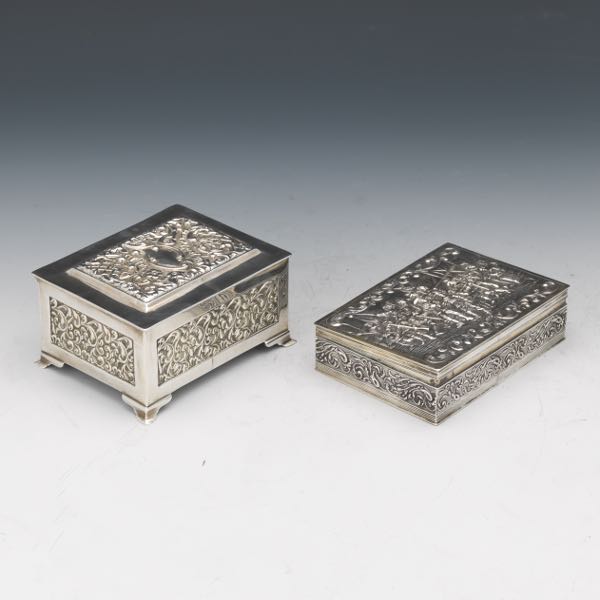 Appraisal: TWO SILVER REPOUSE BOXES - x - x - -