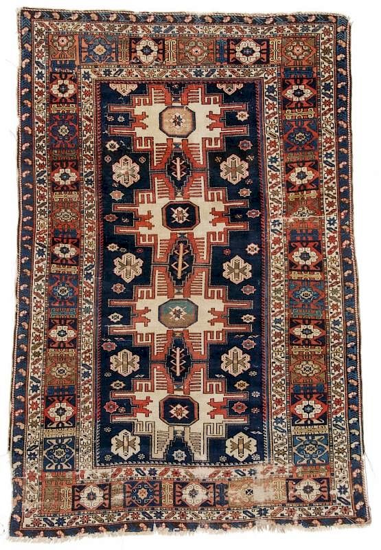 Appraisal: Antique Lesghi Rug Caucasus ' '' x ' Antique Lesghi