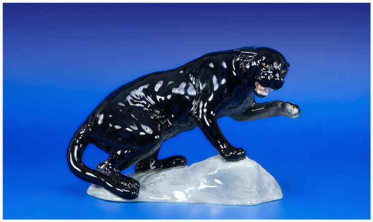 Appraisal: Beswick Figure Model No Puma On Rock Black Gloss Height