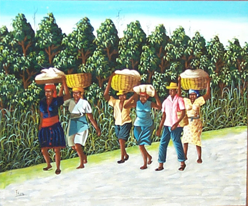 Appraisal: Haitians Walking Fritz - Oil on Canvas x inches Lower