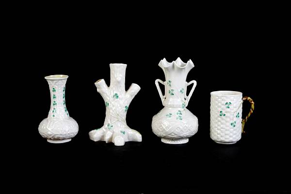 Appraisal: A group of Belleek porcelain Shamrock pattern articles second half