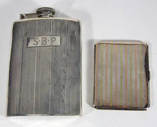 Appraisal: American sterling silver cigarette case and hip flask troy oz