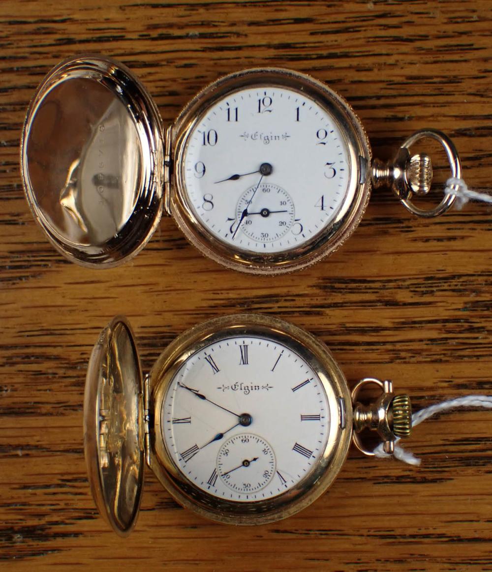 Appraisal: TWO ELGIN HUNTER CASE POCKET WATCHES the first seven jewel