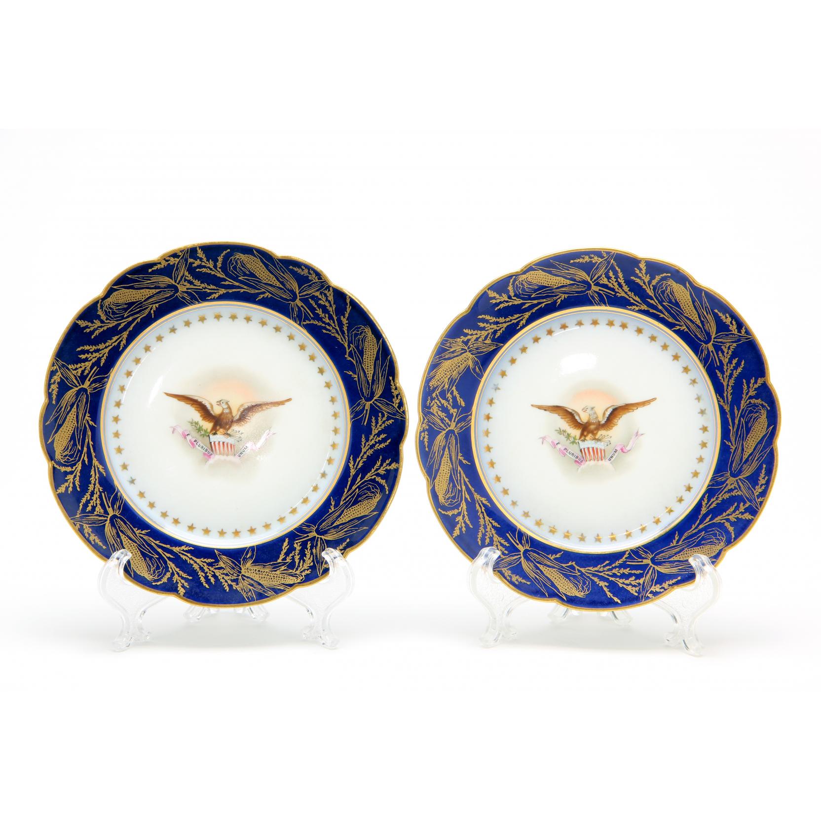 Appraisal: Two Limoges Presidential Plates commemorating President Benjamin Harrison they are