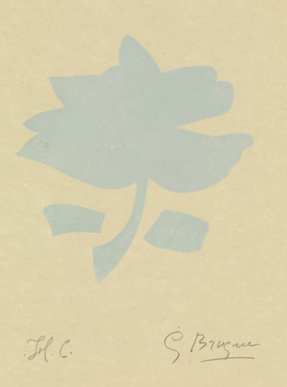 Appraisal: GEORGES BRAQUE Le tir l'arc Woodcut printed in light blue