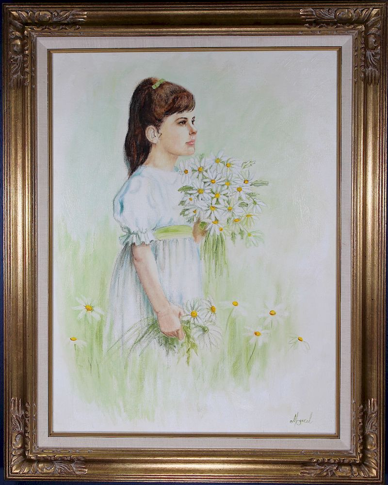 Appraisal: Marcella Nordseth MN th C Girl Holding Bouquet Marcella Nordseth